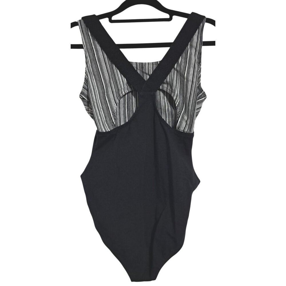 Vintage 80s Marika Dark Balletcore Black White Retro Bodysuit Leotard Size L - Picture 4 of 7